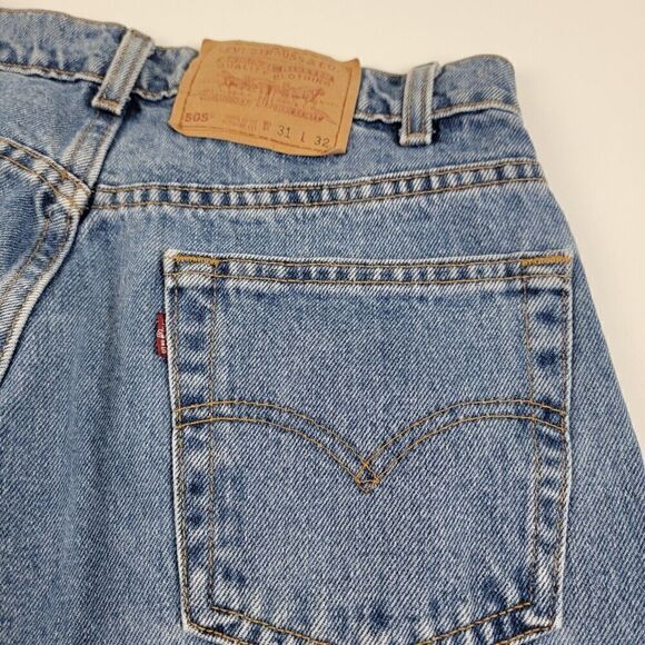 Vintage 90s Levis 505 Jeans Men 31x32 Blue Straight Leg Distressed Grunge - Picture 15 of 15